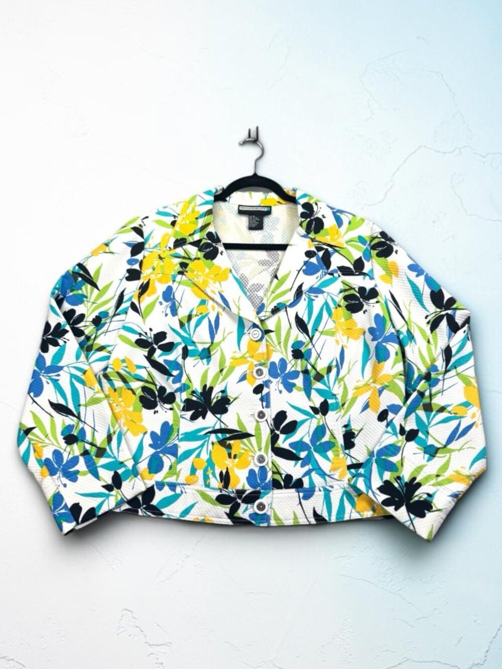 Requirements Floral Waffle Knit Button Front Jacket Size 18